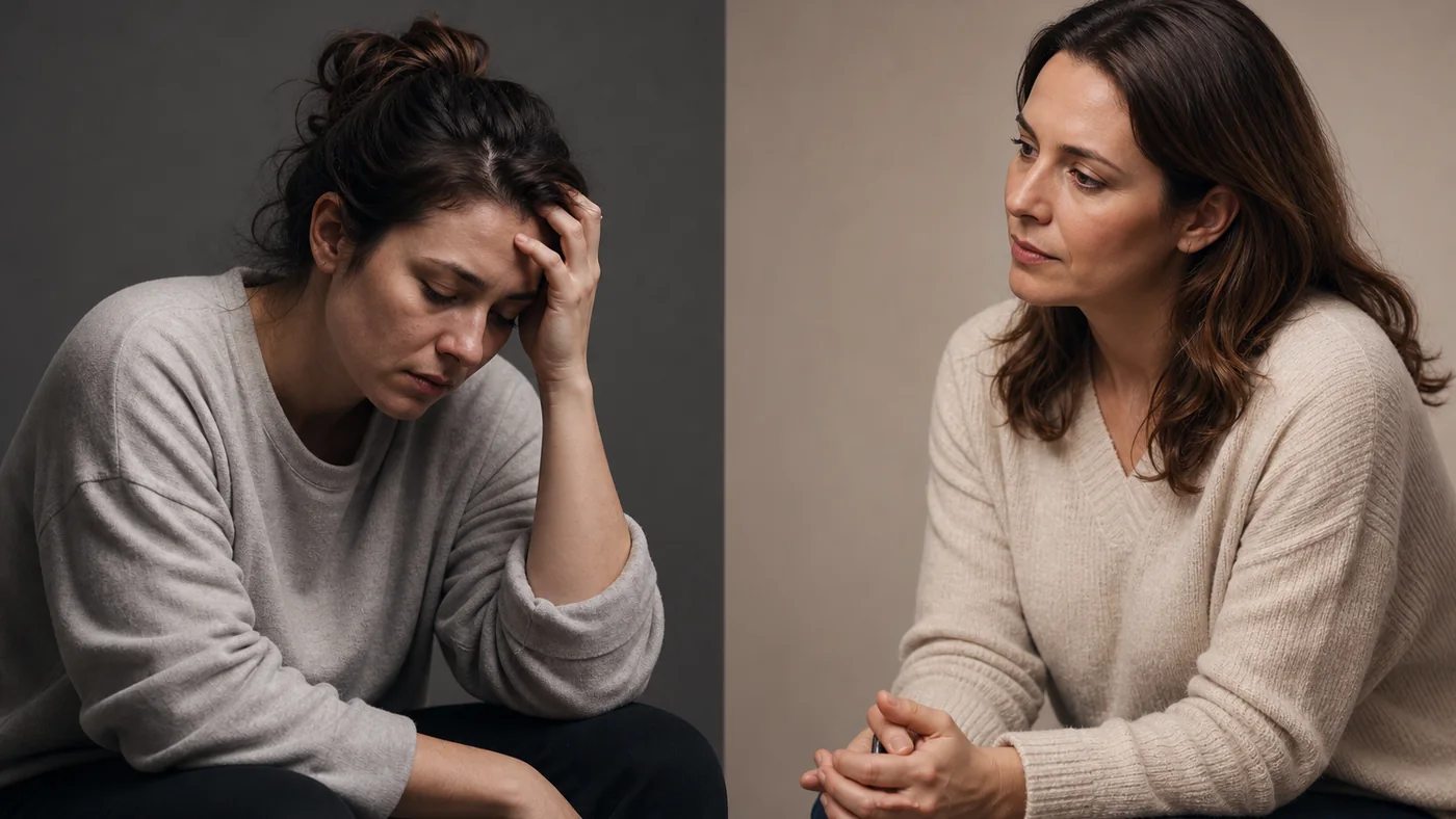 Person experiencing burnout or depression speaking with a counsellor at Anker Huis